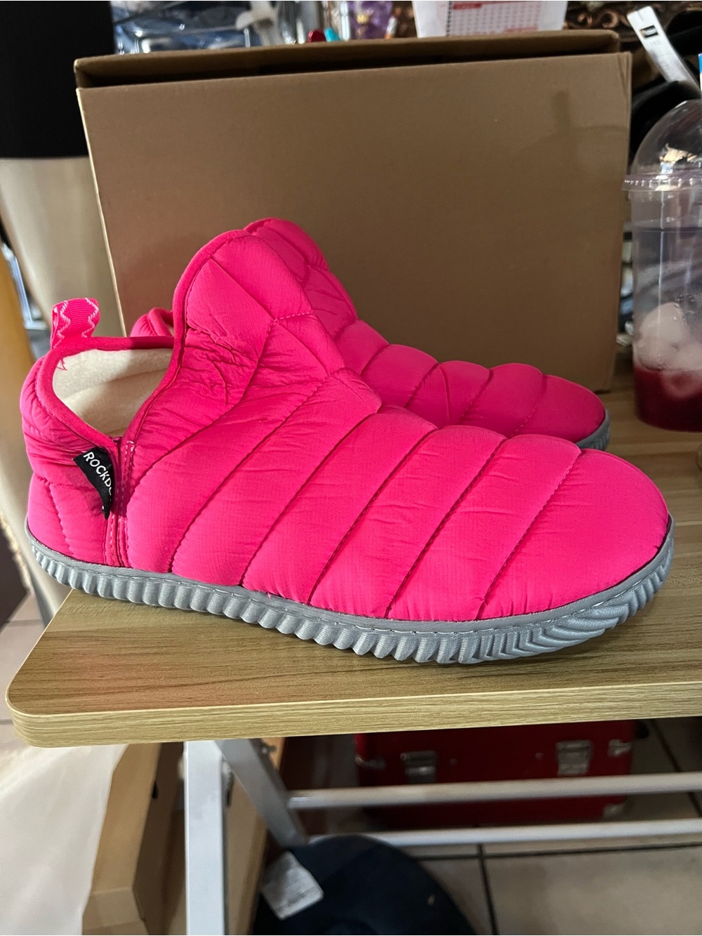 OshKosh B'gosh Hot Pink Quilted Slip-On Kids Slippers
